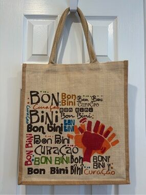 Authentic Large Jute Tote Bag from Curaçao 🇨🇼🛍️